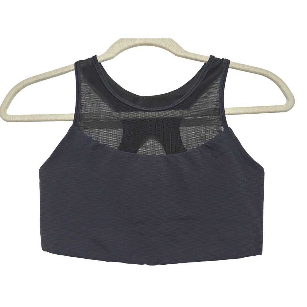 Lululemon Gear Up Navy black Mesh High Neck Racerback Sports Bra Sz 6 athleisure